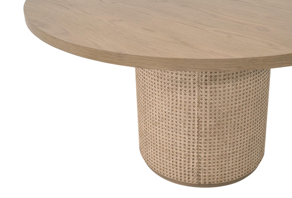 Essentials for Living Cannes Round Pedestal Dining Table Solid Oak Cane Detail Seats Four Modern Elegant 5277.NAT-OAK