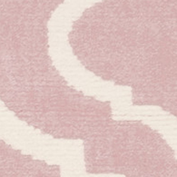HomeRoots 6' Pink and Ivory Moroccan Area Rug - Modern Power Loomed Design for Stylish Home Décor and Comfort 6' X 9' 527710