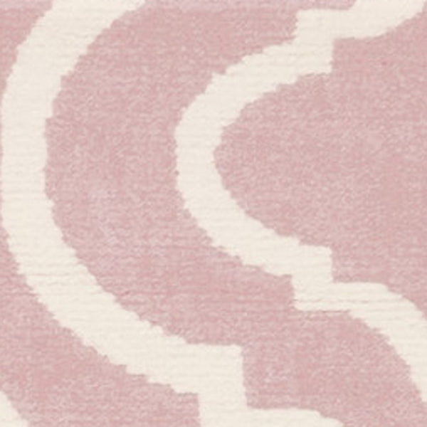 HomeRoots 6' Pink and Ivory Moroccan Area Rug - Modern Power Loomed Design for Stylish Home Décor and Comfort 6' X 9' 527710