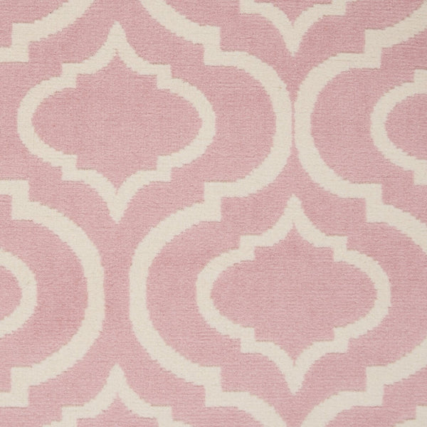 HomeRoots 6' Pink and Ivory Moroccan Area Rug - Modern Power Loomed Design for Stylish Home Décor and Comfort 6' X 9' 527710
