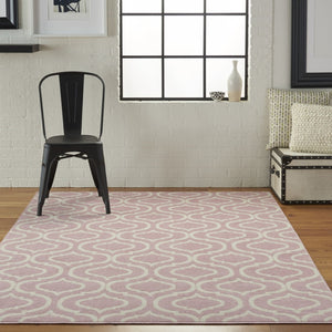 HomeRoots 6' Pink and Ivory Moroccan Area Rug - Modern Power Loomed Design for Stylish Home Décor and Comfort 6' X 9' 527710