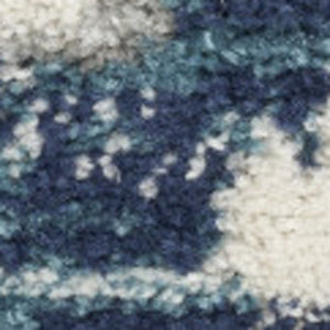 Homeroots 10' Runner Blue And Ivory Floral Power Loom Distressed Runner Rug  Polypropylene 527715