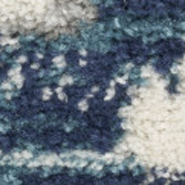 Homeroots 10' Runner Blue And Ivory Floral Power Loom Distressed Runner Rug  Polypropylene 527715
