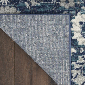 Homeroots 10' Runner Blue And Ivory Floral Power Loom Distressed Runner Rug  Polypropylene 527715
