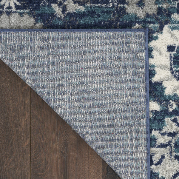 Homeroots 10' Runner Blue And Ivory Floral Power Loom Distressed Runner Rug  Polypropylene 527715