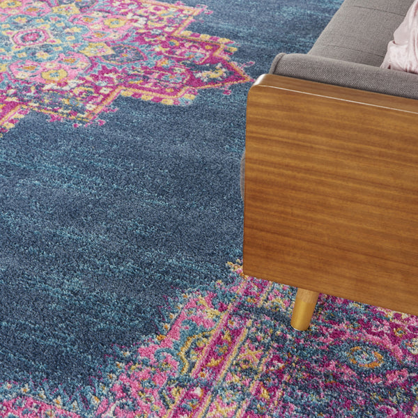 Homeroots 12' X 18' Blue Moroccan Power Loom Distressed Area Rug  Polypropylene 527716