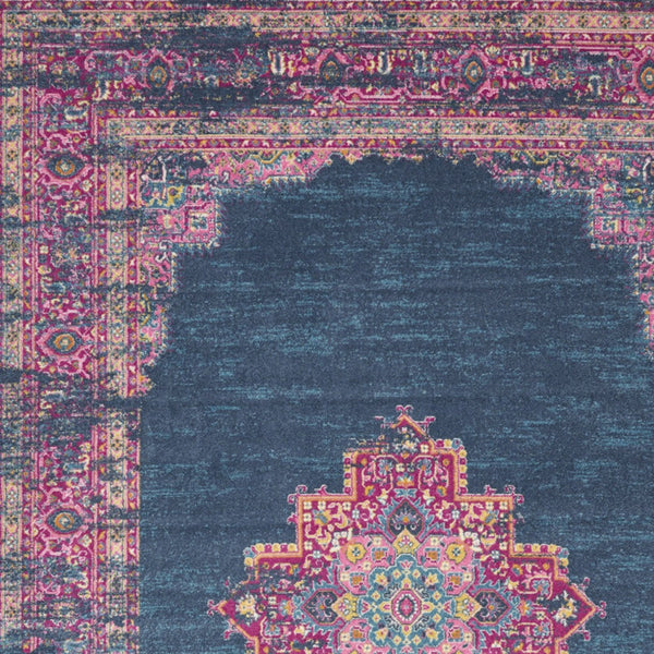 Homeroots 12' X 18' Blue Moroccan Power Loom Distressed Area Rug  Polypropylene 527716