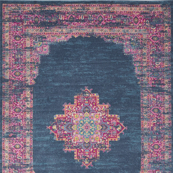 Homeroots 12' X 18' Blue Moroccan Power Loom Distressed Area Rug  Polypropylene 527716