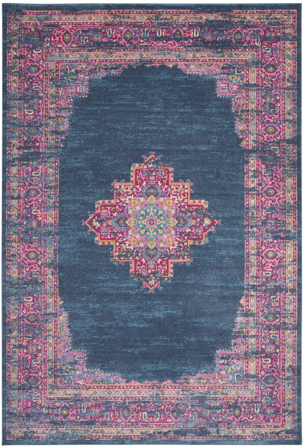 Homeroots 10' X 14' Blue Moroccan Power Loom Distressed Area Rug  Polypropylene 527717
