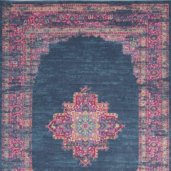 Homeroots 10' X 14' Blue Moroccan Power Loom Distressed Area Rug  Polypropylene 527717