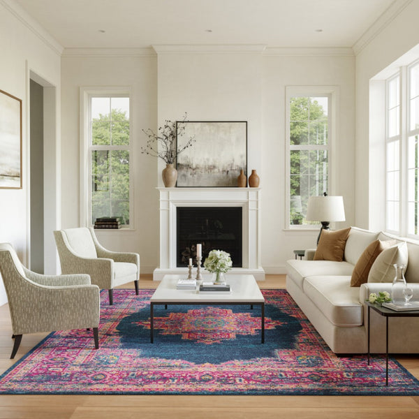 HomeRoots 12' Blue Moroccan Power Loom Area Rug - Distressed Design for Stylish Living Spaces and Durability 10' X 14' 527717