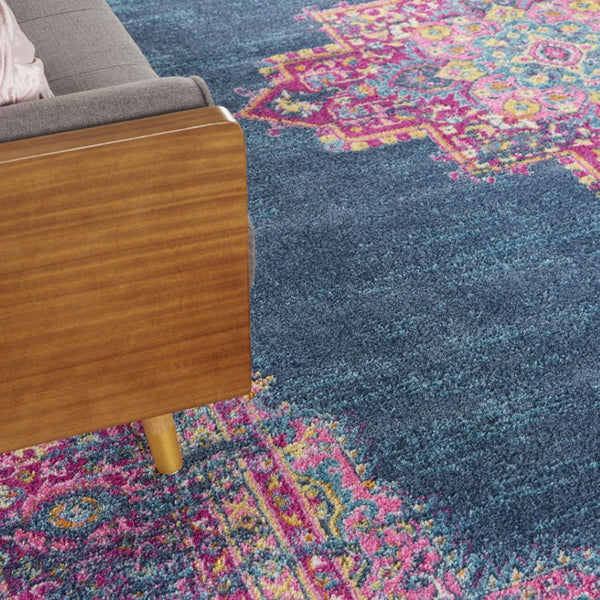 HomeRoots 12' Blue Moroccan Power Loom Area Rug - Distressed Design for Stylish Living Spaces and Durability 10' X 14' 527717