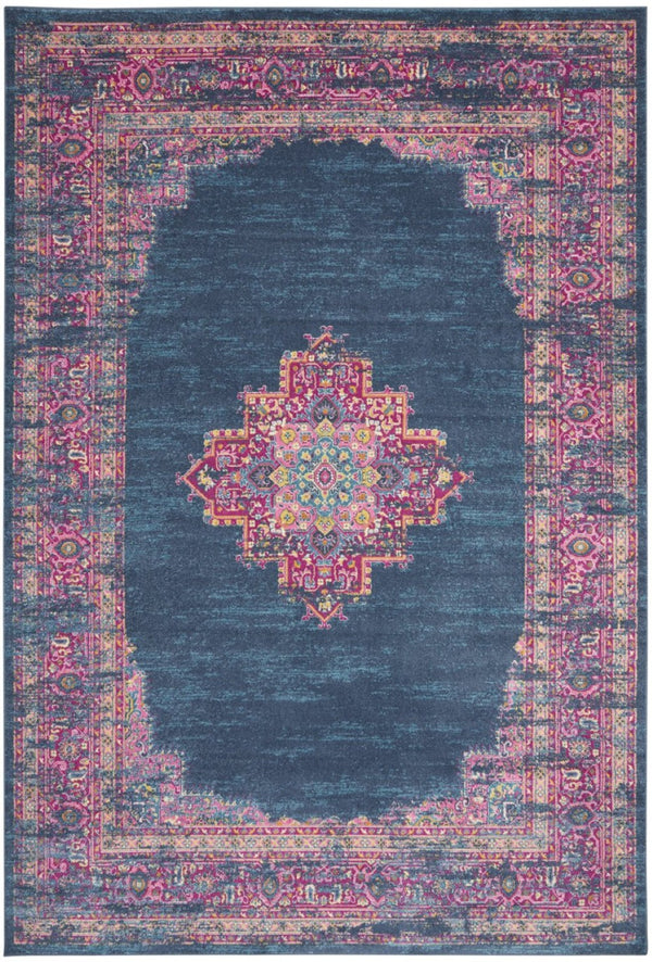HomeRoots 12' Blue Moroccan Power Loom Area Rug - Distressed Design for Stylish Living Spaces and Durability 10' X 14' 527717