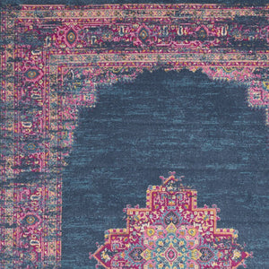 Homeroots 10' X 14' Blue Moroccan Power Loom Distressed Area Rug  Polypropylene 527717