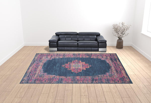 HomeRoots 12' Blue Moroccan Power Loom Area Rug - Distressed Design for Stylish Living Spaces and Durability 12' X 15' 527718