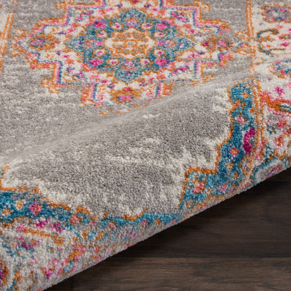 HomeRoots 9' Gray Floral Power Loom Area Rug - Timeless Elegance for High-Traffic Spaces, Easy to Maintain 10' X 14' 527722