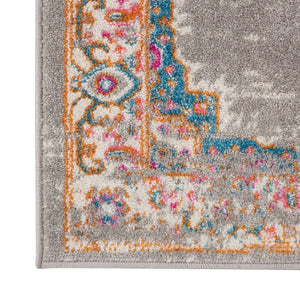 HomeRoots 9' Gray Floral Power Loom Area Rug - Timeless Elegance for High-Traffic Spaces, Easy to Maintain 10' X 14' 527722