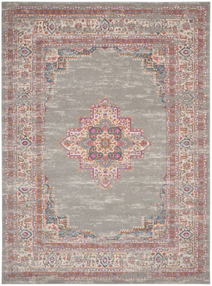 HomeRoots 9' Gray Floral Power Loom Area Rug - Timeless Elegance for High-Traffic Spaces, Easy to Maintain 10' X 14' 527722