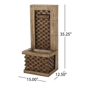 English Elm Christopher Knight Home® - 35.25" Hand Crafted Weather-Resistant Floor Fountain with Underwater Lights, Wall Tower Accent, Brown 71774.00LBRN