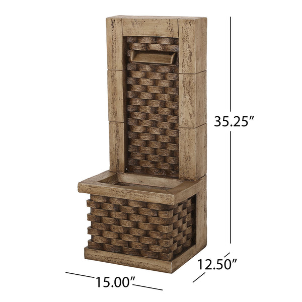 English Elm Christopher Knight Home® - 35.25" Hand Crafted Weather-Resistant Floor Fountain with Underwater Lights, Wall Tower Accent, Brown 71774.00LBRN