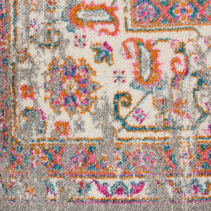 HomeRoots 9' Gray Floral Power Loom Area Rug - Timeless Elegance for High-Traffic Spaces, Easy to Maintain 12' X 18' 527723