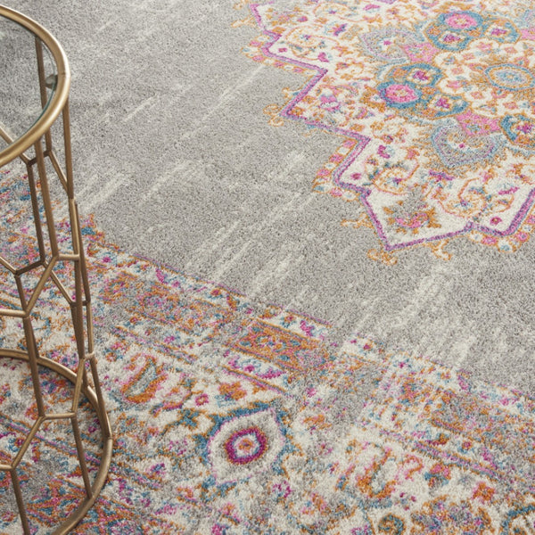HomeRoots 9' Gray Floral Power Loom Area Rug - Timeless Elegance for High-Traffic Spaces, Easy to Maintain 12' X 18' 527723
