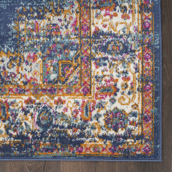 Homeroots 10' Blue And Ivory Oriental Power Loom Distressed Runner Rug  Polypropylene 527729