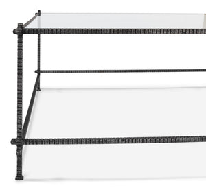 Sarreid Serrated Edge Iron Coffee Table With 1/2" Tempered Glass Top - Handcrafted Solid Iron Design White  52772