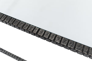 Sarreid Serrated Edge Iron Coffee Table With 1/2" Tempered Glass Top - Handcrafted Solid Iron Design White  52772