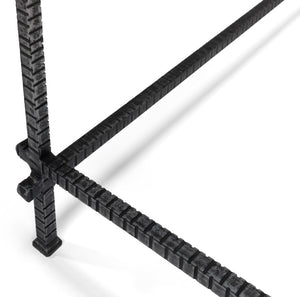 Sarreid Serrated Edge Iron Coffee Table With 1/2" Tempered Glass Top - Handcrafted Solid Iron Design White  52772