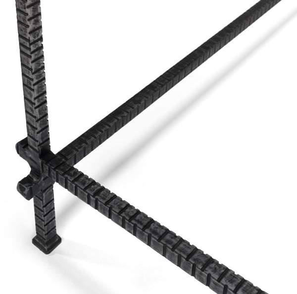 Sarreid Serrated Edge Iron Coffee Table With 1/2" Tempered Glass Top - Handcrafted Solid Iron Design White  52772