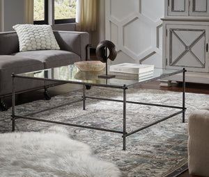 Sarreid Serrated Edge Iron Coffee Table With 1/2" Tempered Glass Top - Handcrafted Solid Iron Design White  52772