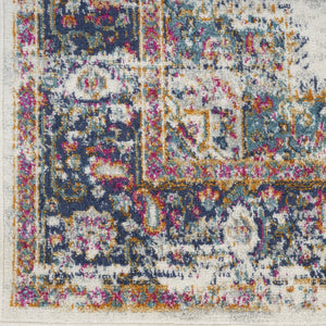 Homeroots 10' Runner Blue And Ivory Oriental Power Loom Distressed Runner Rug  Polypropylene 527730
