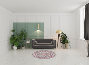 Homeroots 5' Gray Round Floral Power Loom Area Rug  Polypropylene 527732