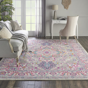 HomeRoots 5' Gray Floral Power Loom Area Rug - Elegant Design for Modern and Traditional Spaces, Durable & Stylish 9' X 12' Rectangle 527735