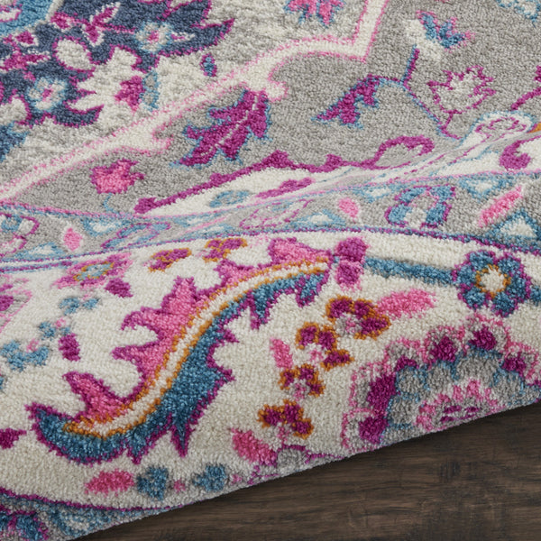 Homeroots 9' X 12' Gray Floral Power Loom Area Rug  Polypropylene 527735