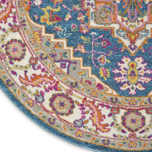 HomeRoots 5' Gray Floral Power Loom Area Rug - Modern Elegance for Every Space, Durable & Easy to Maintain 5' Round Round 527736