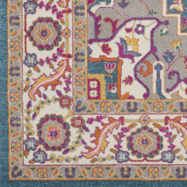 Homeroots 9' X 12' Gray Floral Power Loom Area Rug  Polypropylene 527738