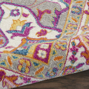 HomeRoots 5' Gray Floral Power Loom Area Rug - Modern Elegance for Every Space, Durable & Easy to Maintain 9' X 12' Rectangle 527738
