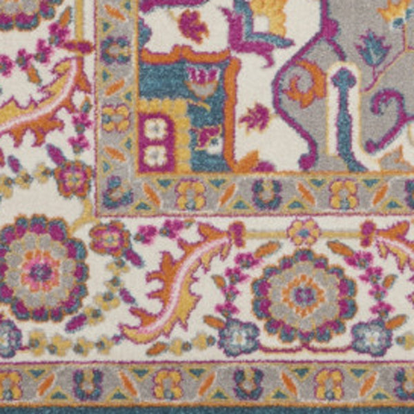 Homeroots 9' X 12' Gray Floral Power Loom Area Rug  Polypropylene 527738