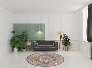 HomeRoots 5' Gray Floral Power Loom Area Rug - Modern Elegance for Every Space, Durable & Easy to Maintain 8' Round Round 527739