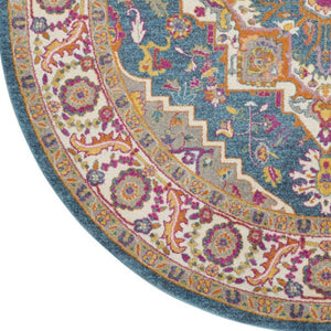 HomeRoots 5' Gray Floral Power Loom Area Rug - Modern Elegance for Every Space, Durable & Easy to Maintain 8' Round Round 527739