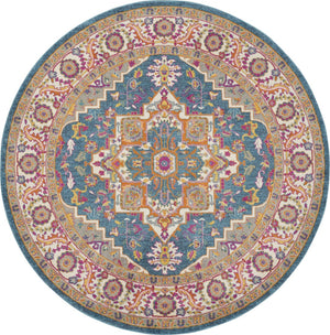 HomeRoots 5' Gray Floral Power Loom Area Rug - Modern Elegance for Every Space, Durable & Easy to Maintain 8' Round Round 527739