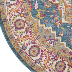 HomeRoots 5' Gray Floral Power Loom Area Rug - Modern Elegance for Every Space, Durable & Easy to Maintain 8' Round Round 527739
