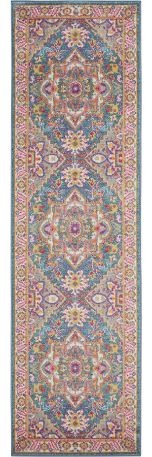 Homeroots 10' Gray Floral Power Loom Runner Rug  Polypropylene 527740