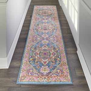 Homeroots 10' Gray Floral Power Loom Runner Rug  Polypropylene 527740