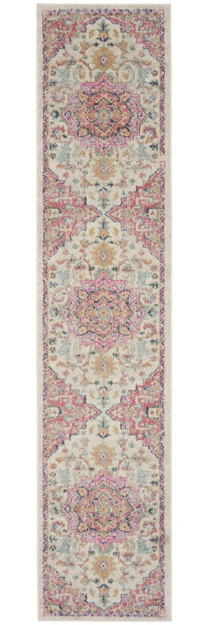 Homeroots 10' Pink And Ivory Oriental Power Loom Runner Rug  Polypropylene 527741