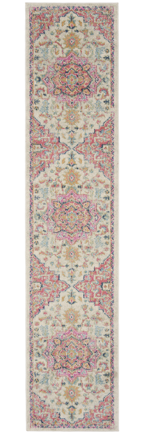 Homeroots 10' Pink And Ivory Oriental Power Loom Runner Rug  Polypropylene 527741