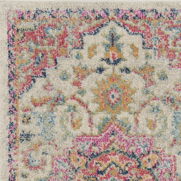 Homeroots 10' Pink And Ivory Oriental Power Loom Runner Rug  Polypropylene 527741