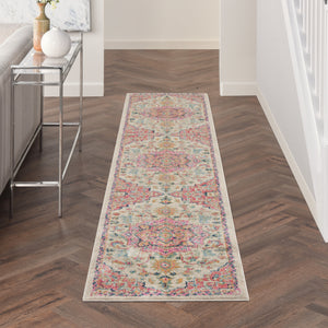 Homeroots 10' Pink And Ivory Oriental Power Loom Runner Rug  Polypropylene 527741